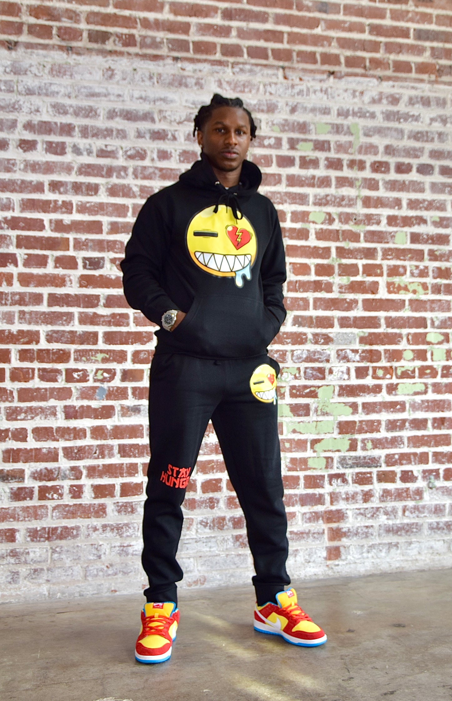 Black “Stay Hungry” Hoodie Set (Unisex)