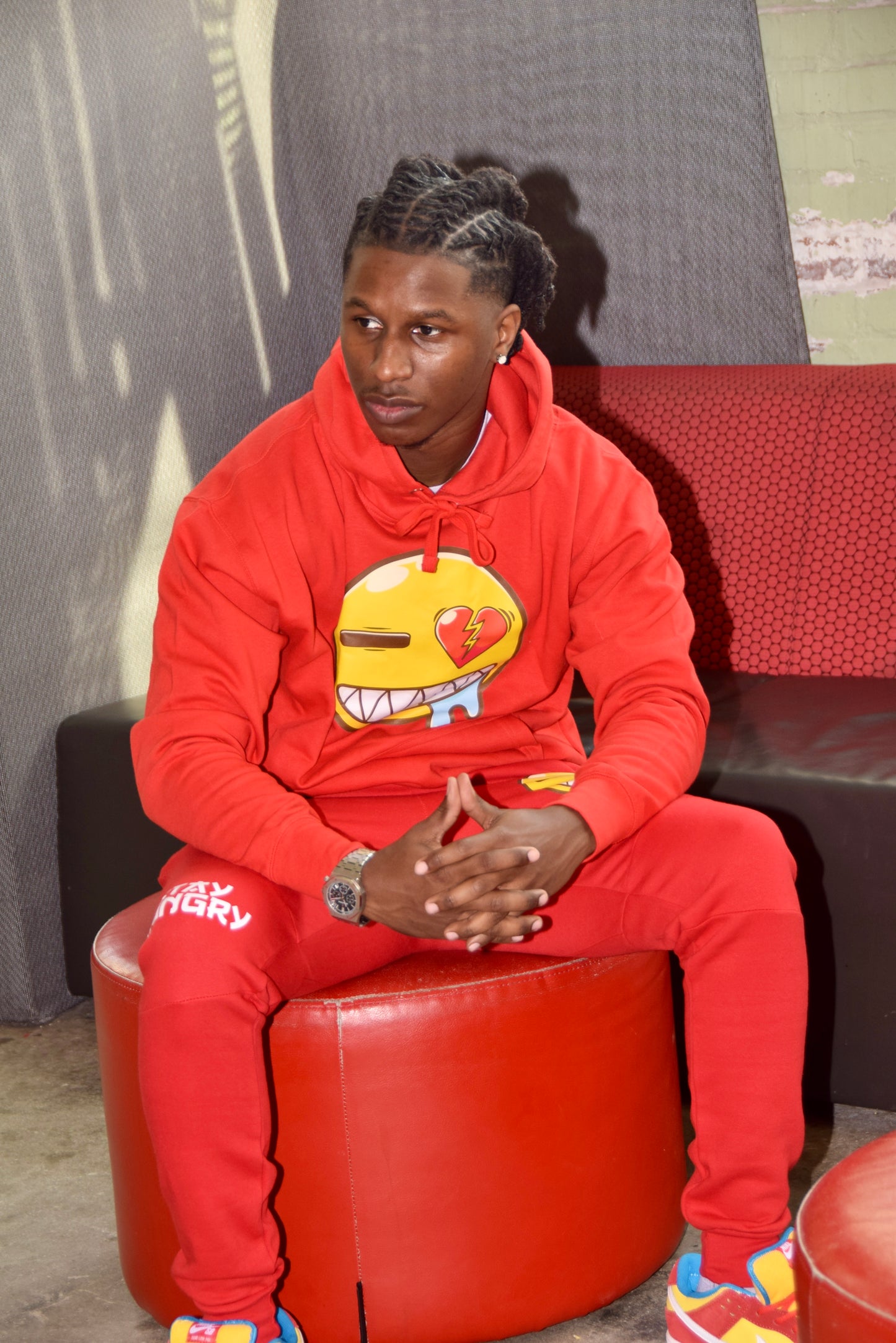 Red “Stay Hungry” Hoodie Set (Unisex)